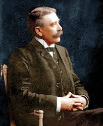 Retrato colorizado de Ferdinand de Saussure.