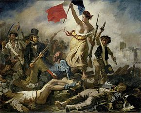 La Liberté guidant le peuple (A liberdade guiando o povo), 1830, por Eugène Delacroix.