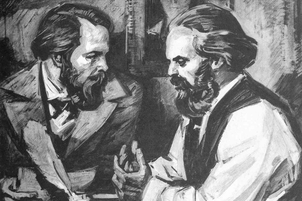 Karl Marx e Friedrich Engels na feitura do Manifesto Comunista